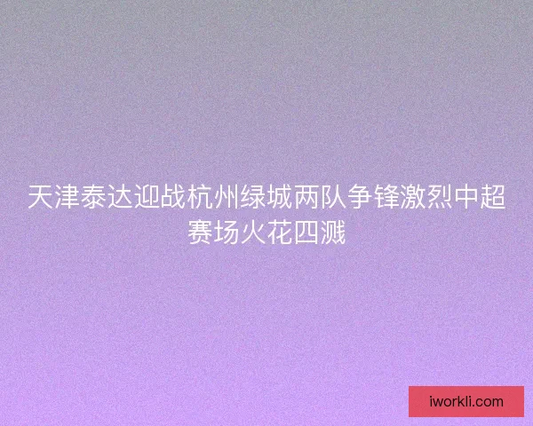 天津泰达迎战杭州绿城两队争锋激烈中超赛场火花四溅 天津泰达迎战杭州绿城两队争锋激烈中超赛场火花四溅